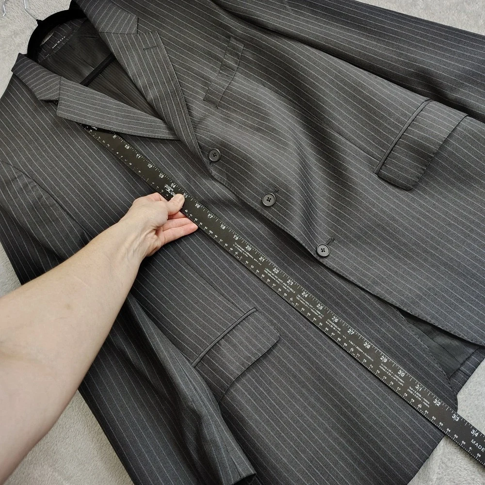 Vtg Loro Piana By Tallia‎ Uomo Pinstripe Mens Blazer 100% Wool 44R Pick Stitch